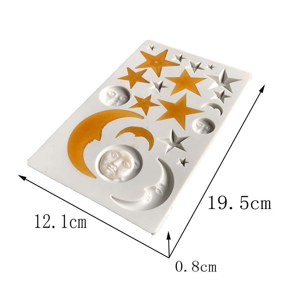 Moon Stars Sun Face Silicone Fondant Mold Chocolate Candy Gumpaste Sugarcraft Tool Cake Decorating Tools Epoxy Resin Diy Polymer