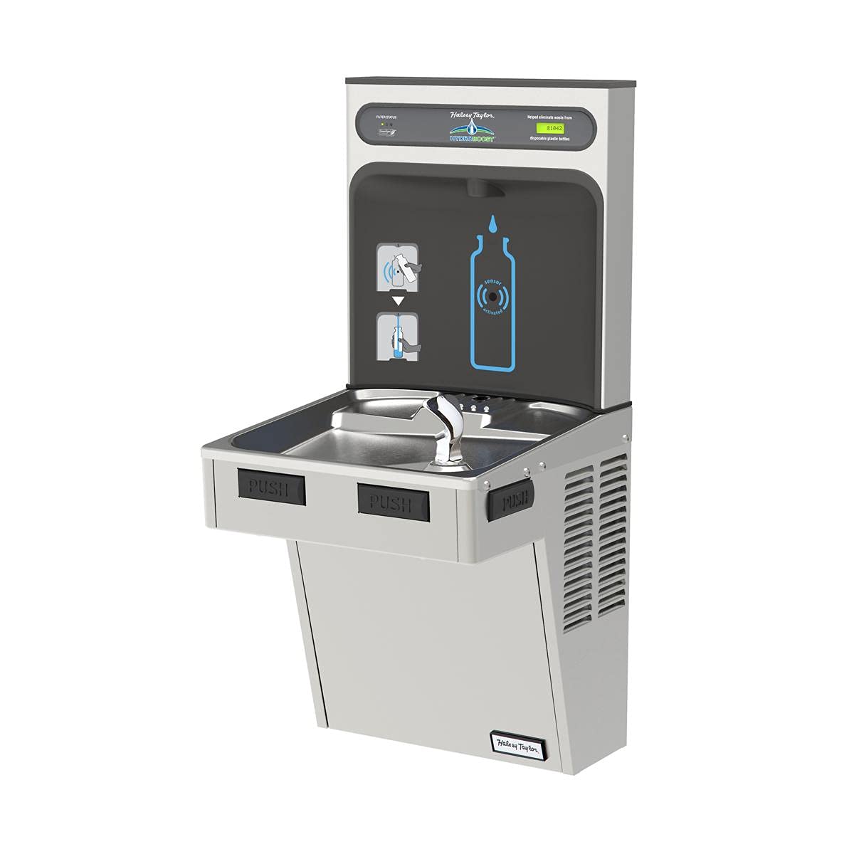 Halsey Taylor HydroBoost Bottle Filling Station & Single ADA Cooler Filtered Refrigerated Stainless Steel