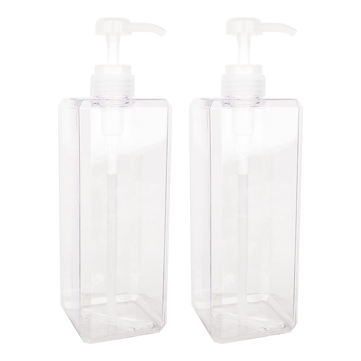 Pump Bottle, Refillable Plastic Empty Lotion Soap Dispenser Liquid Container For Bathroom Shampoo And Body Wash, 32Oz/1L Clear 2