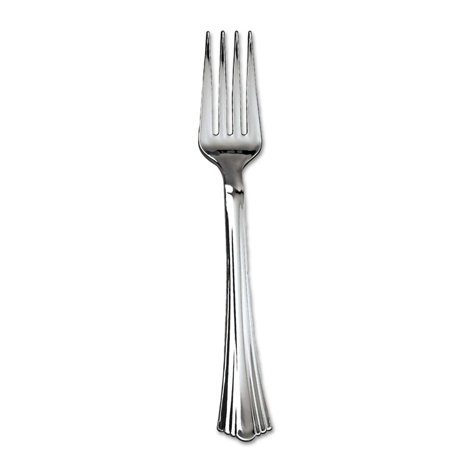 Wna 610155 Heavyweight Plastic Forks, Reflections Design, Silver, 600/Carton