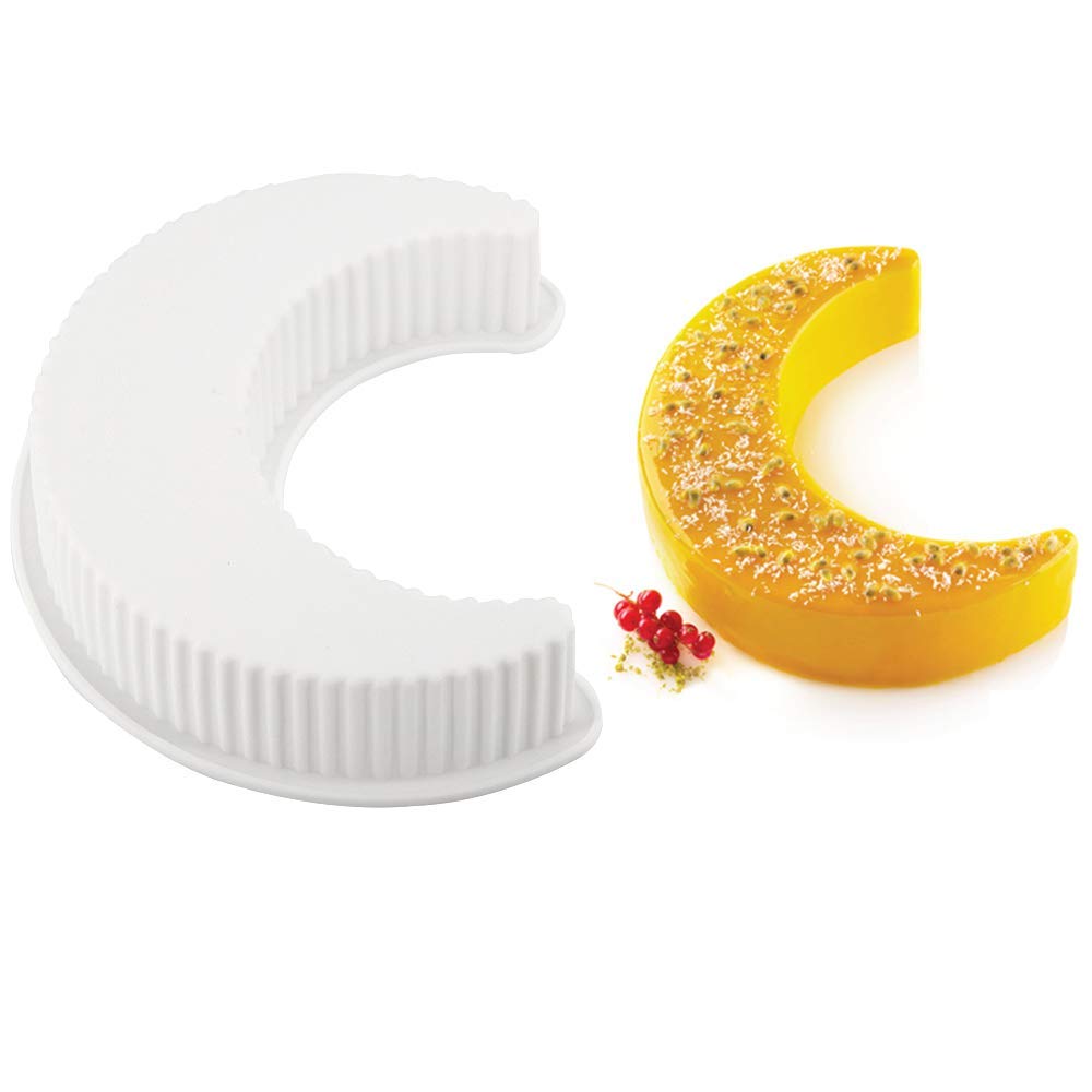 3D Moon Shape Silicone Cake Mold, Crescent Moonlight Sonata Mousse Cake Pan Bread Pizza Baking Mold Kitchen Bakeware Tools