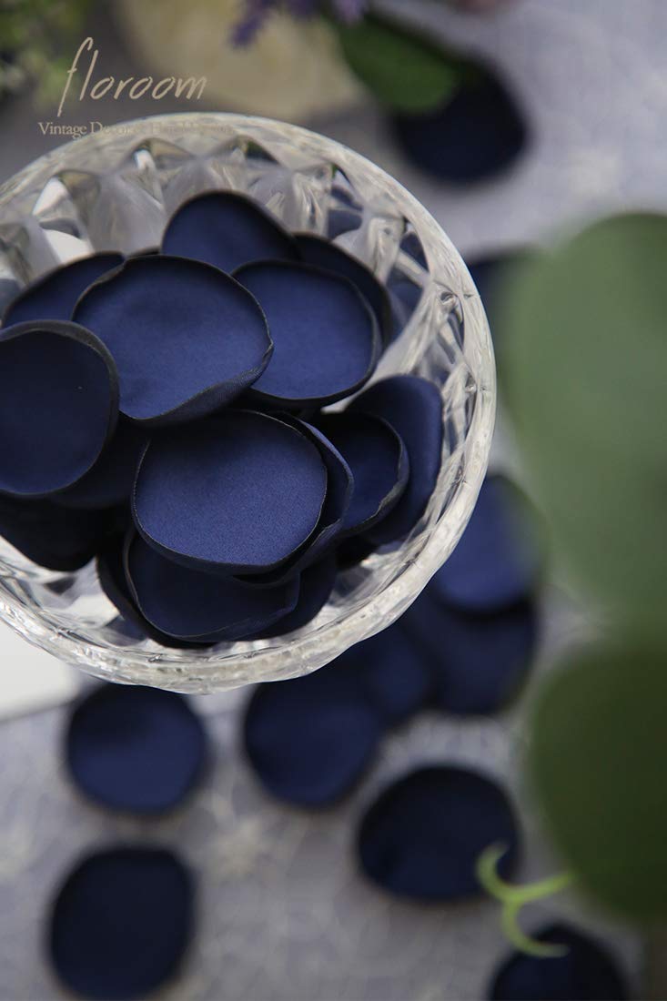 Floroom 500Pcs Silk Rose Petals Navy Blue Flower Petals For Wedding Flower Girl Basket Aisle Scatter Dinner Table Centerpieces P