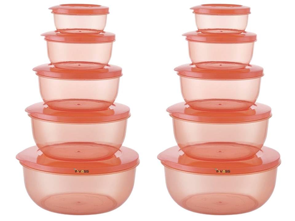 Invoss 5 Pcs X 2 Store Fresh Plastic Dabba Set For Masala, Spices, Dryfruits, Glocery Storage Container Set For Kitchen, Freezer