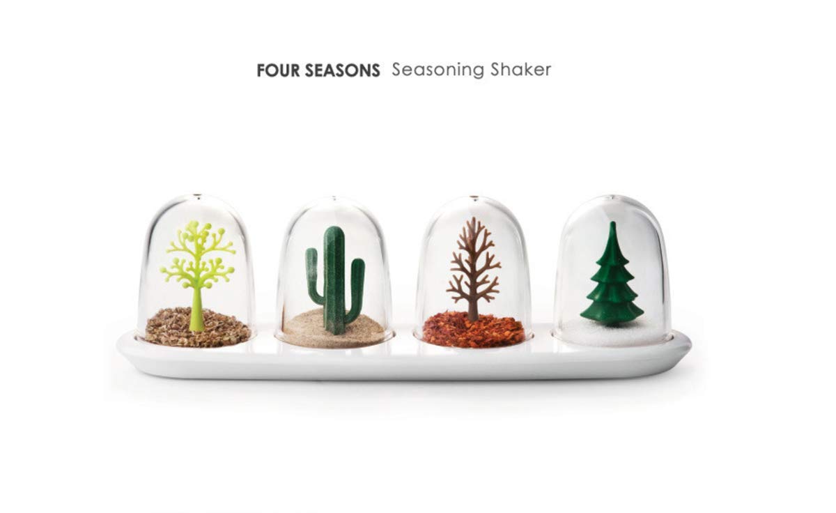 Kitchen Seasoning Jar With Tray, Seasoning Shaker, Four Seasons Design, 4 In 1