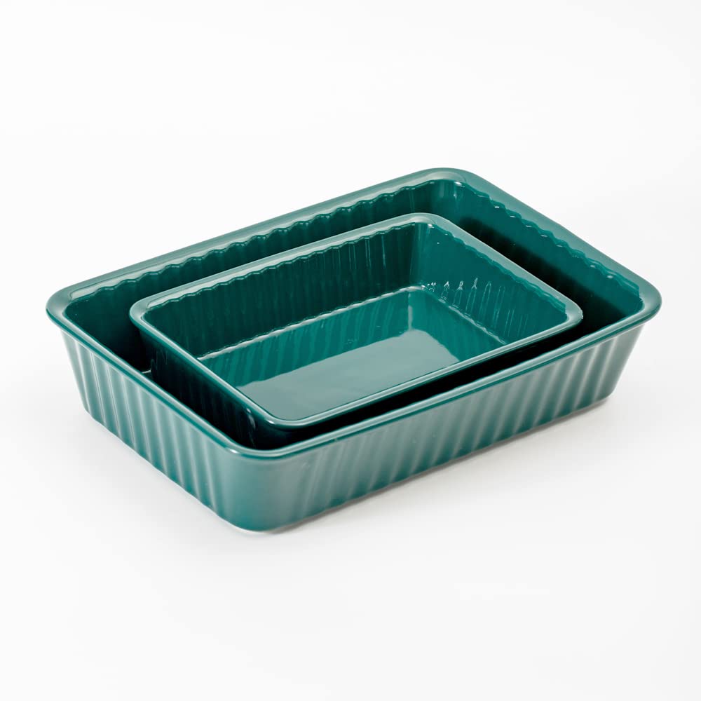 Ceramics baking dish set of 2, Rectangular Baking Dish, Lasagna Pans for Cooking, Kitchen, Cake,Dinner, Banquet and Daily Use, 1