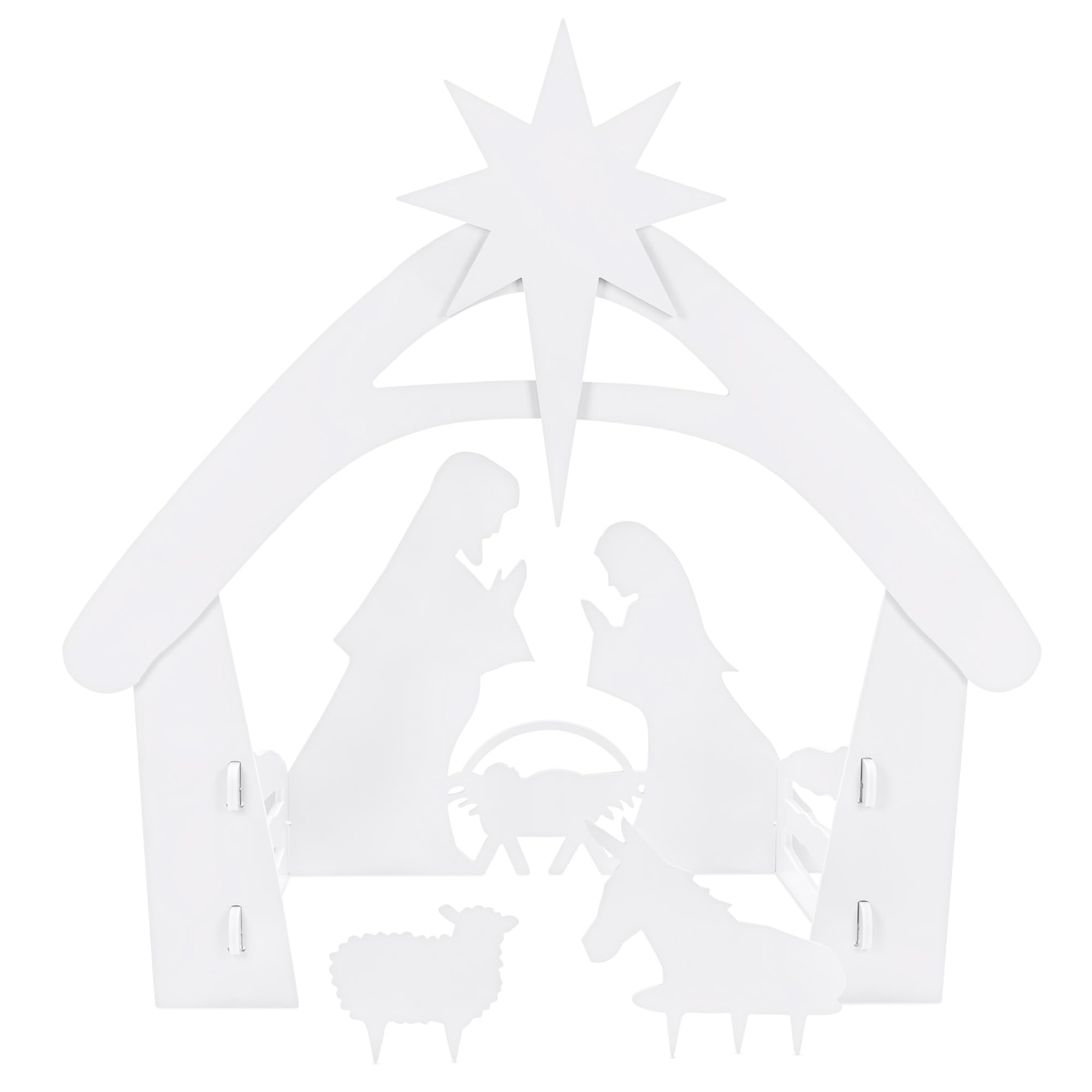 Best Choice Products 5ft Outdoor Nativity Scene, Weather-Resistant D  cor, Christmas Holy Family Yard Decoration, Water-Resistan