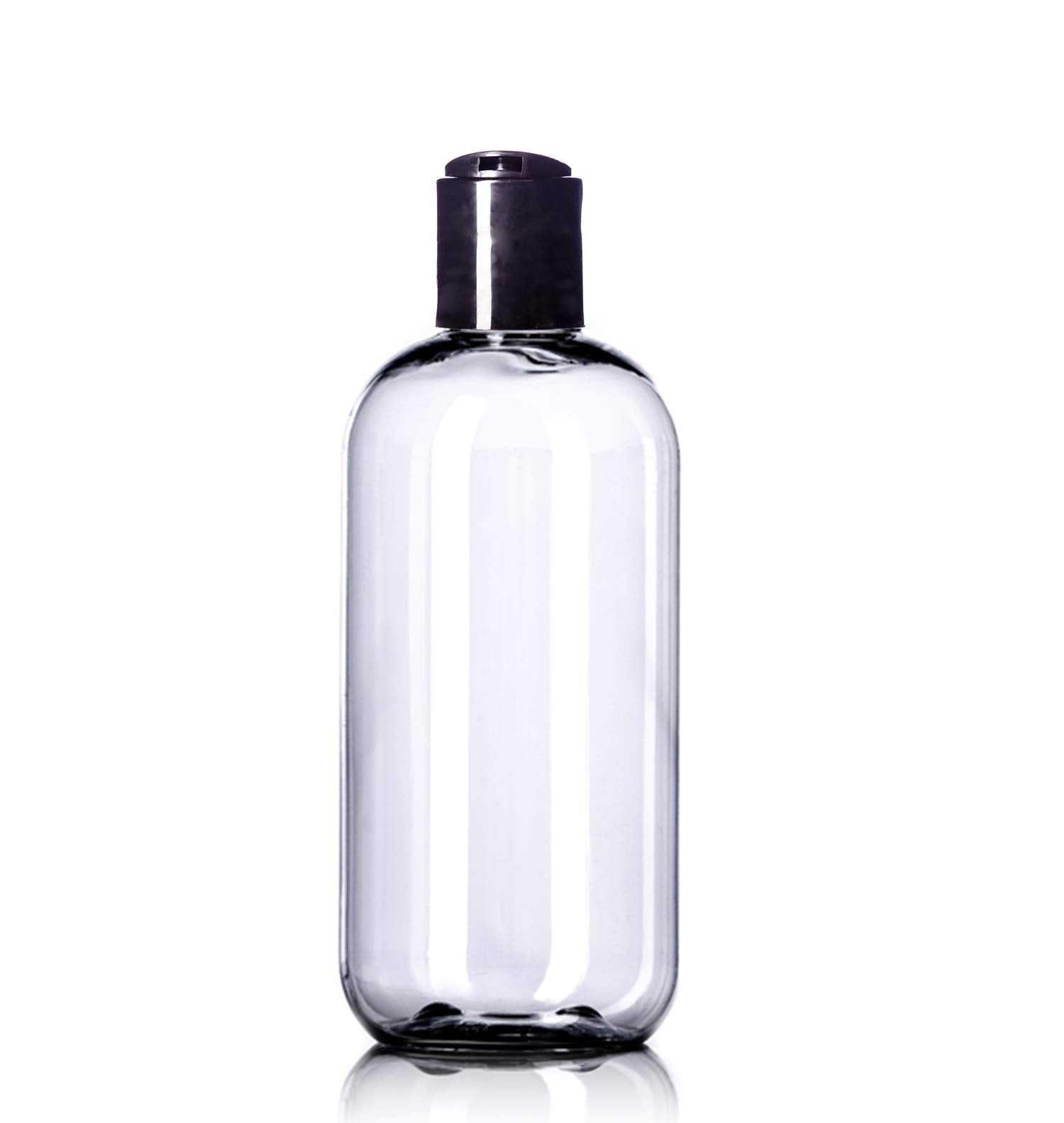 Aromine 8Oz Plastic Bottles (6 Pack) Bpa-Free Squeeze Clear Toiletries And Shampoo Containers With Disc Cap, Labels Included For