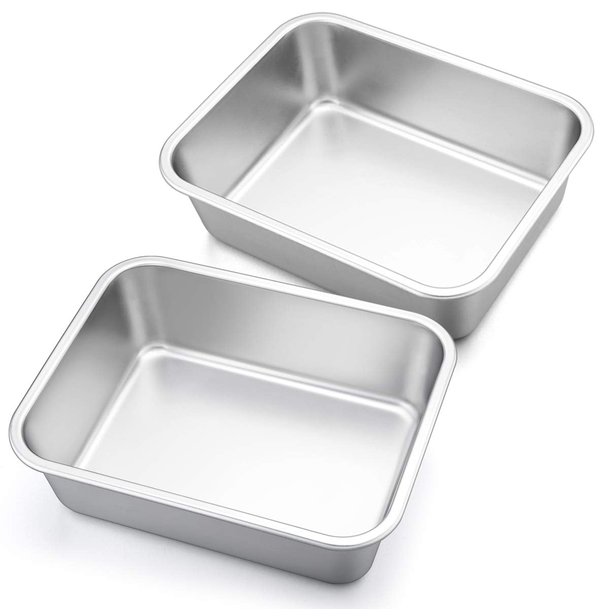 P&P Chef 10.7-Inch Deep Dish Lasagna Pan Set, 2-Pcs Stainless Steel Rectangular Casserole Pans, Oblong Metal Bakeware For Roasti