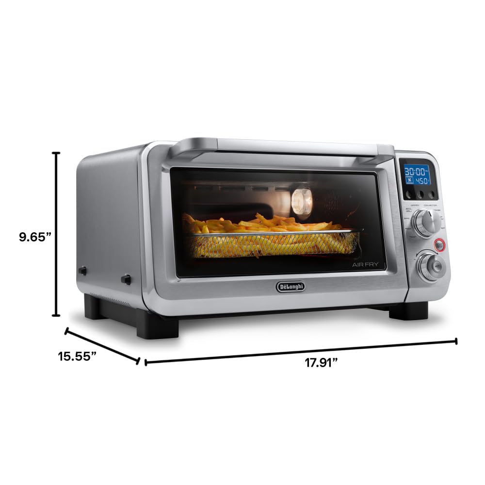 De'Longhi Air Fry Oven, Premium 9-In-1 Digital Air Fry Convection Toaster Oven, Grills, Broils, Bakes, Roasts, Keep Warm, Reheat