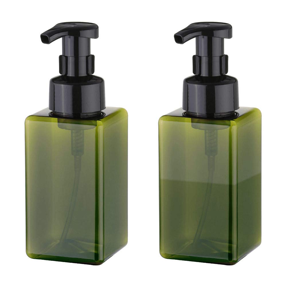 Uujoly Foaming Soap Dispenser, 450Ml (15Oz) Refillable Pump Bottle Plastic For Liquid Soap, Shampoo, Body Wash (2 Pcs) (Green)