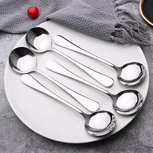 20 Piece Soup Spoons, Round Stainless Steel Bouillon Spoons Round Spoons 6.7 Inch