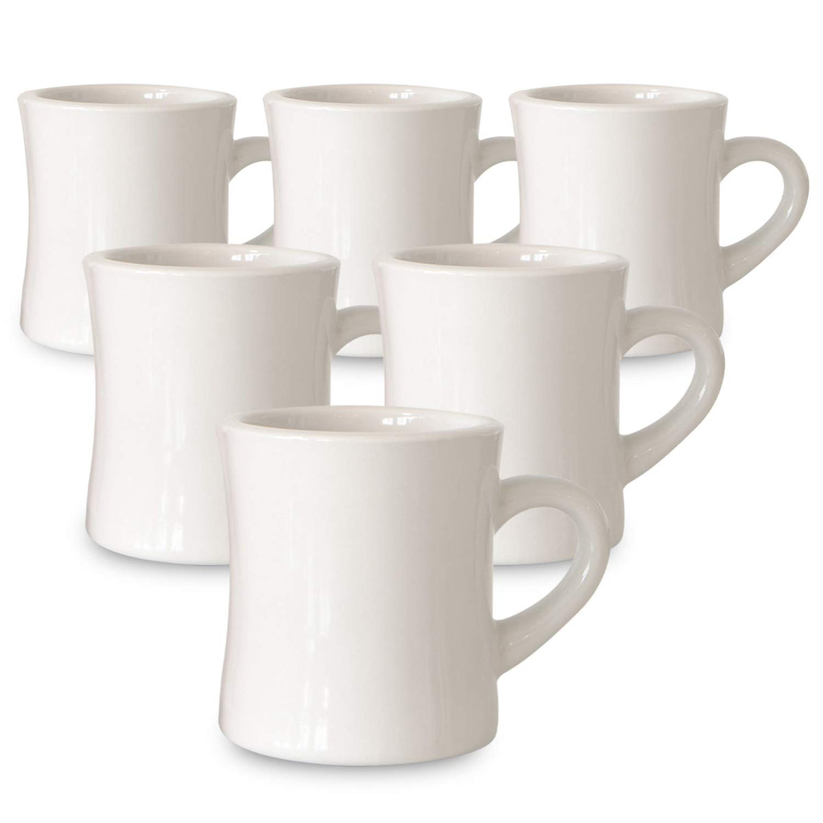 Serami Original 11oz Cream Diner Coffee Mug Set - Ceramic Mugs Great for Kitchen Set, Travel, and Hot Tea, Retro Waffle House Fa