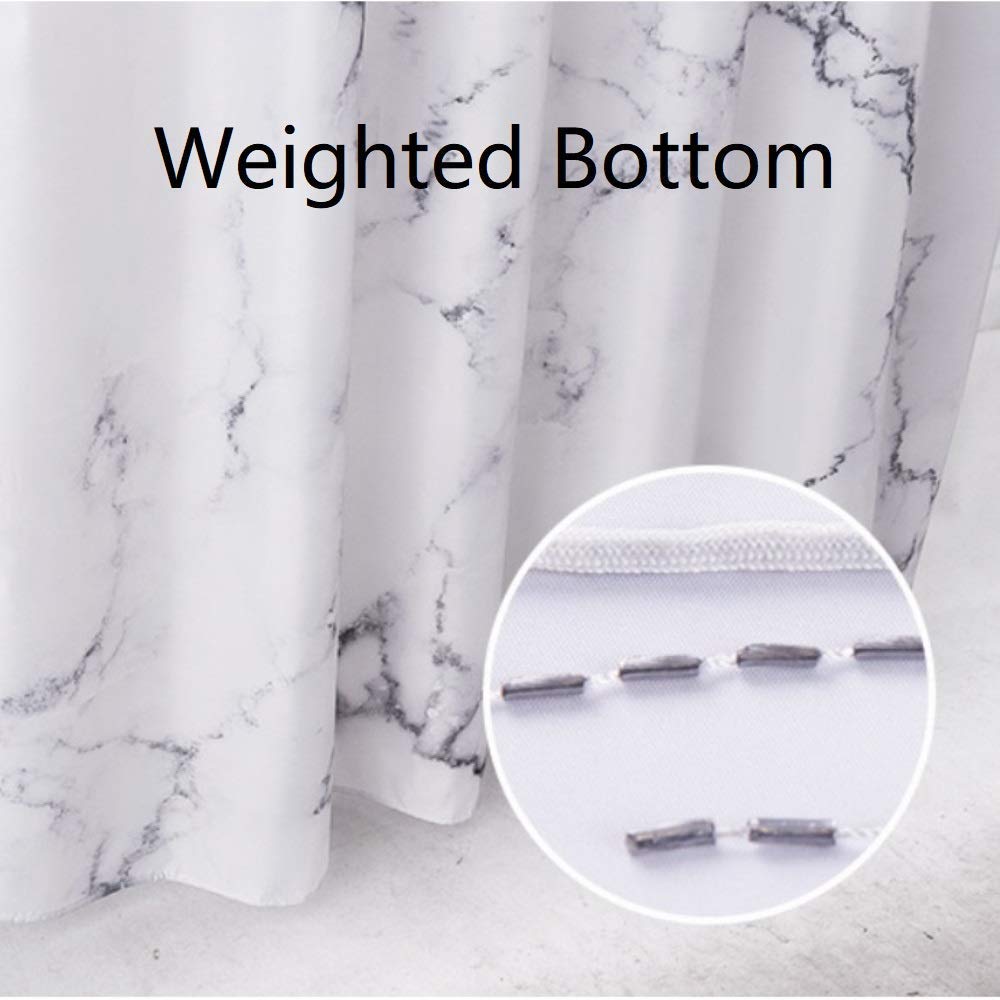 YOSTEV Marble Bathroom Shower Curtain Grey and White Fabric Shower Curtain with Hooks Unique 3D Printing Decorative Bathroom Accessories Water Proof Reinforced Metal Grommets Stall 54x78 Inches