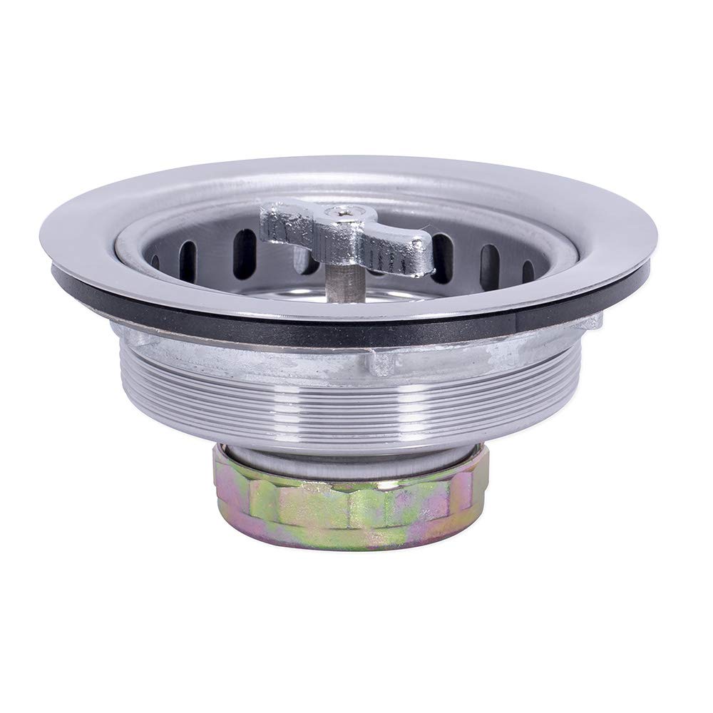 Ez-Flo Kitchen Sink Strainer With Die-Cast Slip Joint Nut, Spin And Seal, 3-1/2 Inch To 4 Inch Opening, Stainless Steel, 30009