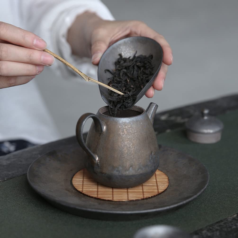 Yardwe Chinese Tea Scoop Porcelain Cha He Tea Vessel Salt Coffee Flour Shovel Loose Leaf Tea Presentation Gongfu Tea Accessory E