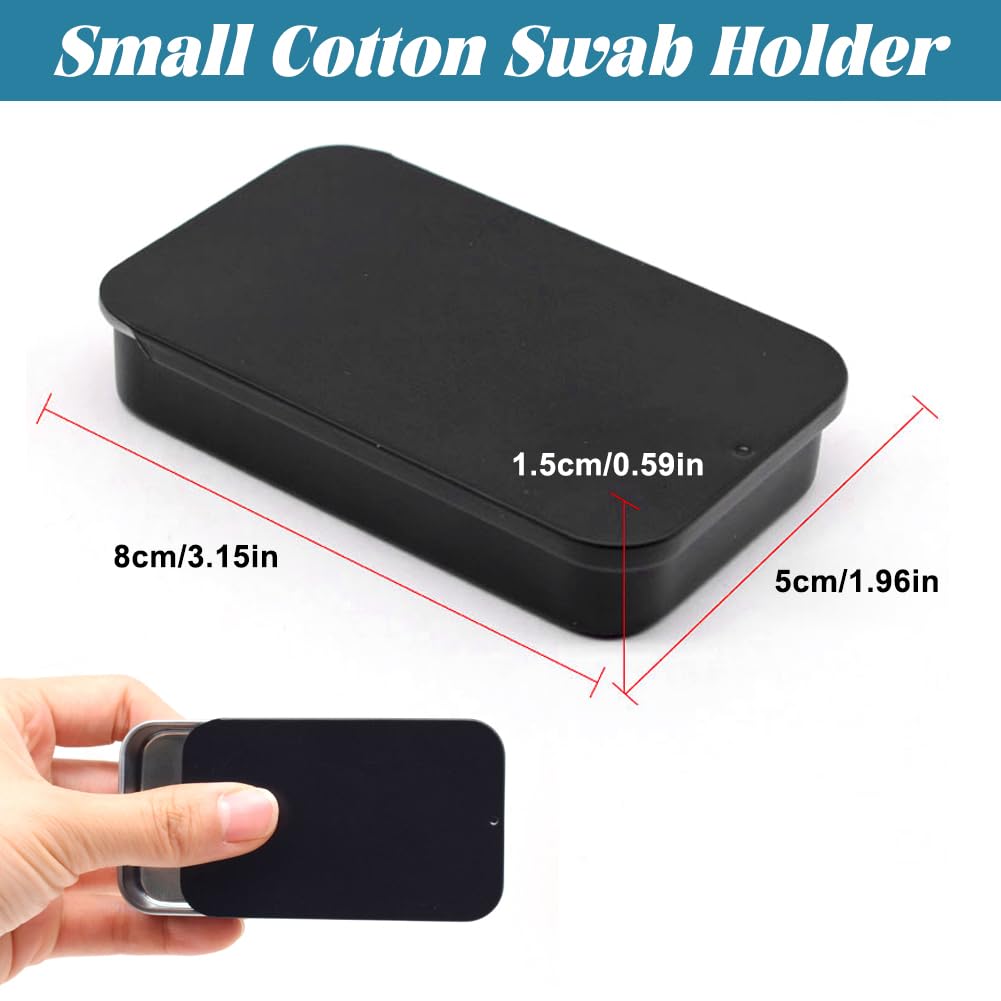 Swirlcolor Cotton Swab Holder For Travel, 4 Pcs Portable Small Cotton Bud Holder Empty Metal Box Containers With Slide Top For C