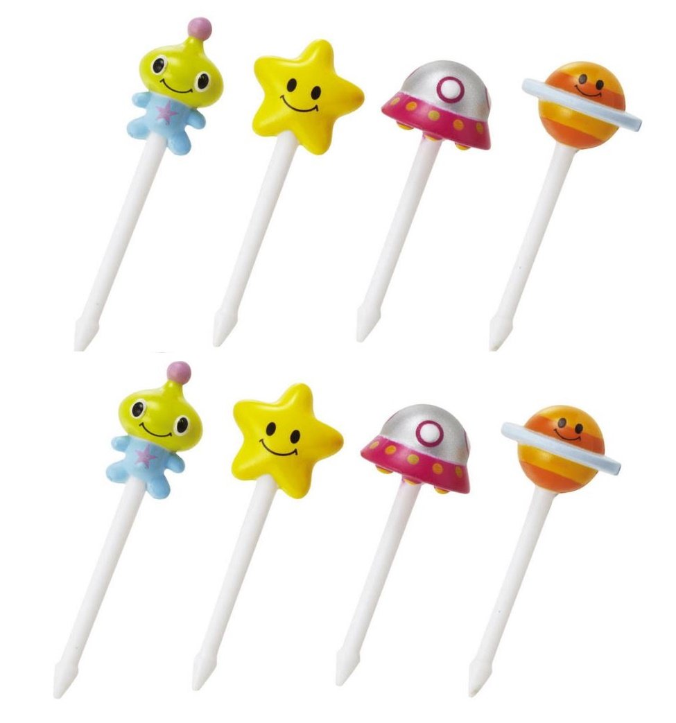 Torune Torune Food Picks 8Pc Set/Ufo/Alien/Star/Saturn (P-3205)