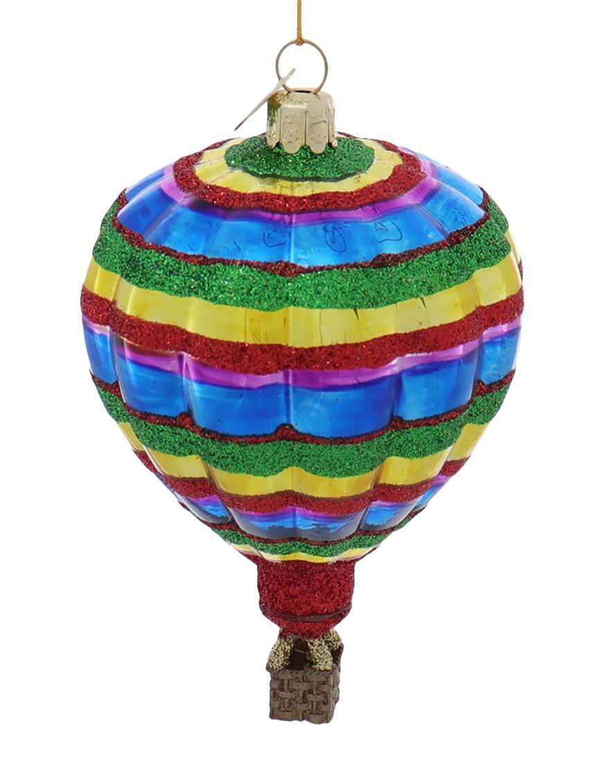 Noble Gems Hot Air Balloon Glass Ornament, 3 Assorted