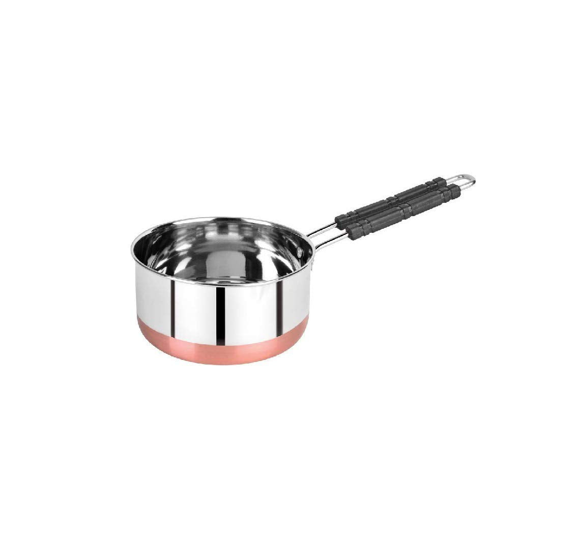 Super Hk Stainless Steel Sauce Pan/Milk Pan/Tea Pan 1 Litre (Handle Colour May Vary)