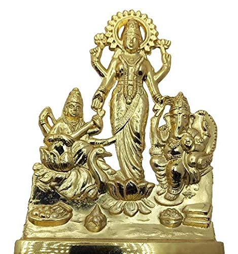 Haridwardivine Godess Laxmi Ganesh Saraswati || Metal Ganesh Laxi Saraswati Murti Statue Idol In Brass For Diwali Puja, Temple,