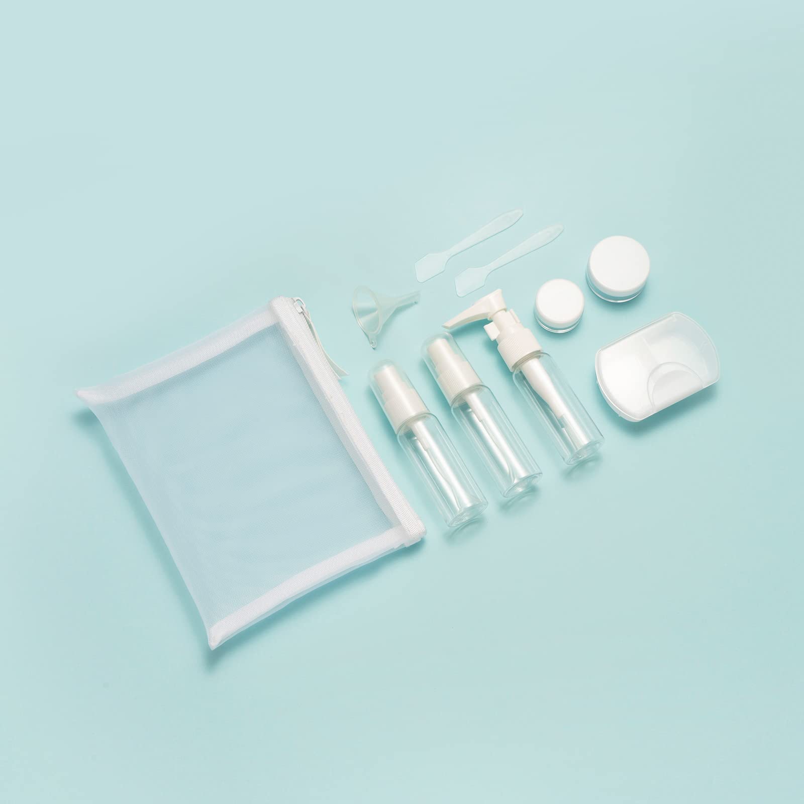 Kismetics Travel Essestials 9 Piece Travel Kit, Tsa Airline Carry-On Approved Size, Travel Bottles, Pill Case And Toiletry Bag K