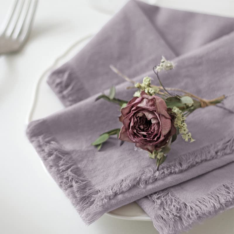 Ayuzawa Handmade Cloth Napkins 100% Cotton With Fringe,Delicate Napkins For Dinners, Parties, Weddings And More,18 X 18 Inch Set
