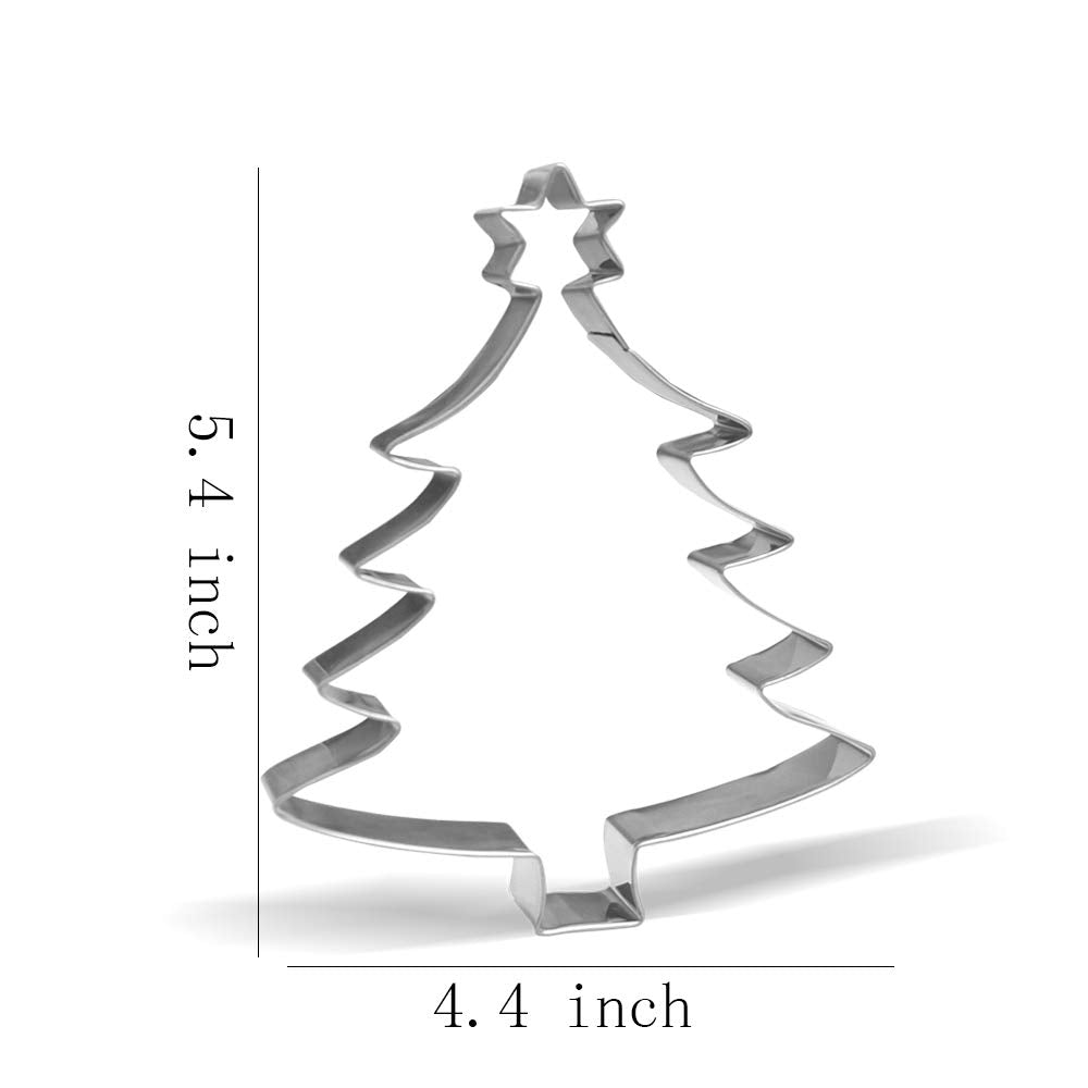 5.4 Inch Christmas Tree With Star Cookie Cutter - Stainless Steel