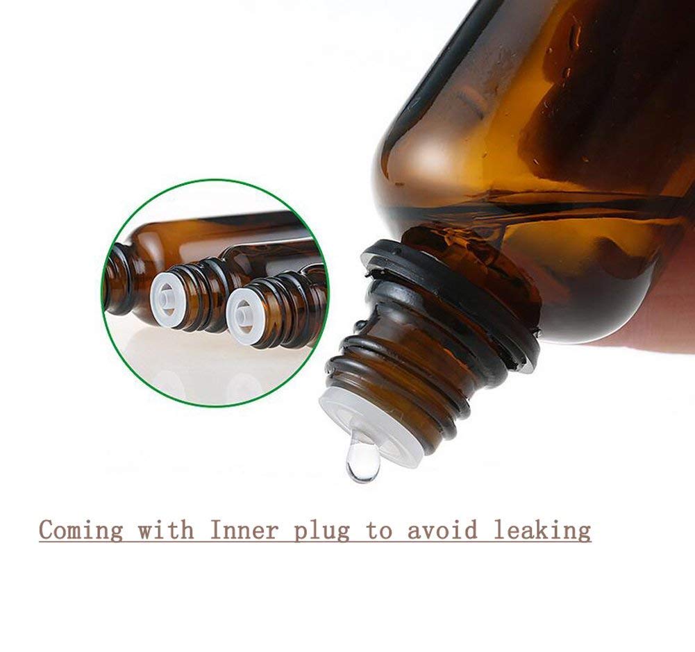 3Pcs Empty Amber Glass Essential Oil Bottles With Orifice Reducer And Black Cap Chemistry Lab Chemicals Cosmetic Colognes Perfum