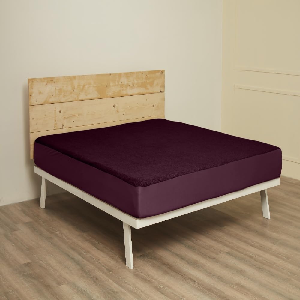 Wakefit Cotton Feel Ultra Soft Waterproof Mattress Protector|Breathable - Hypoallergenic Mattresses Cover 75 X 36 - Single, Beet