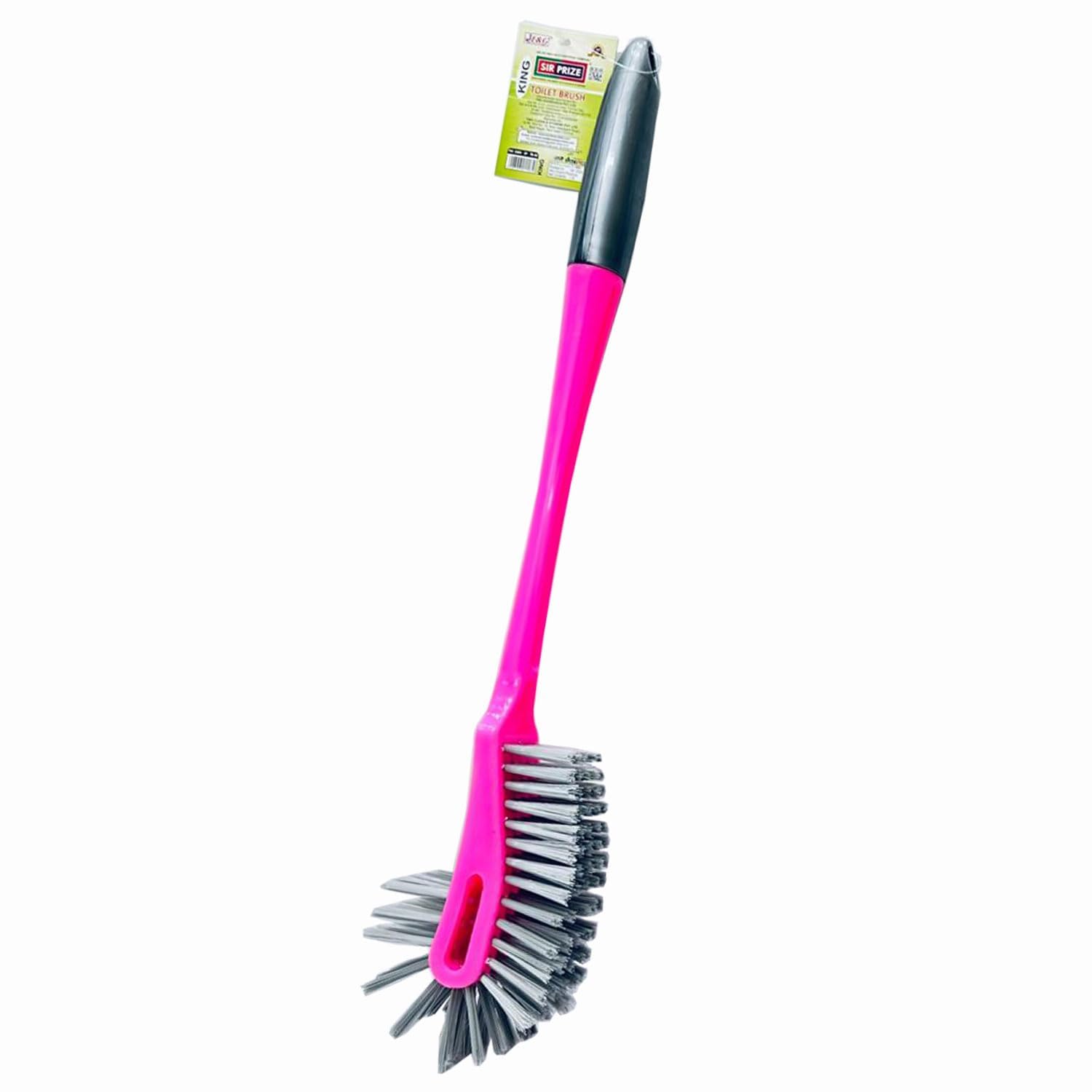 Sir Prize DoubleSided Nylon Bristle Toilet Brush With A Strong Plastic Body, Hockey Shaped Design And Long Ergonomic Handle. Cl