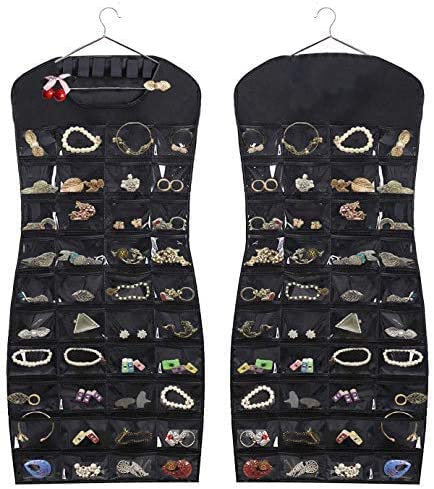 Home Codify India Non Woven Hanging Jewelry Organizer (Pack Of 1) (Pattern 1, Black)