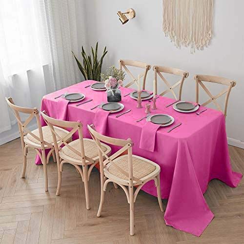 Balsacircle 90X132-Inch Fuchsia Rectangle Polyester Tablecloth Table Cover Linens For Wedding Party Events Kitchen Dining