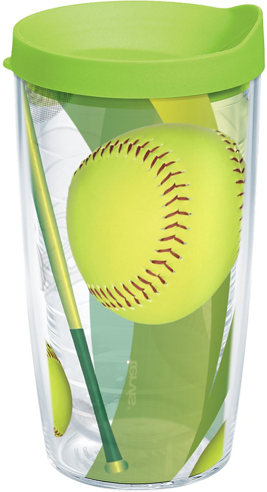 Tervis Softball - All Over Made In Usa Double Walled Insulated Tumbler Travel Cup Keeps Drinks Cold & Hot, 16Oz, Classic