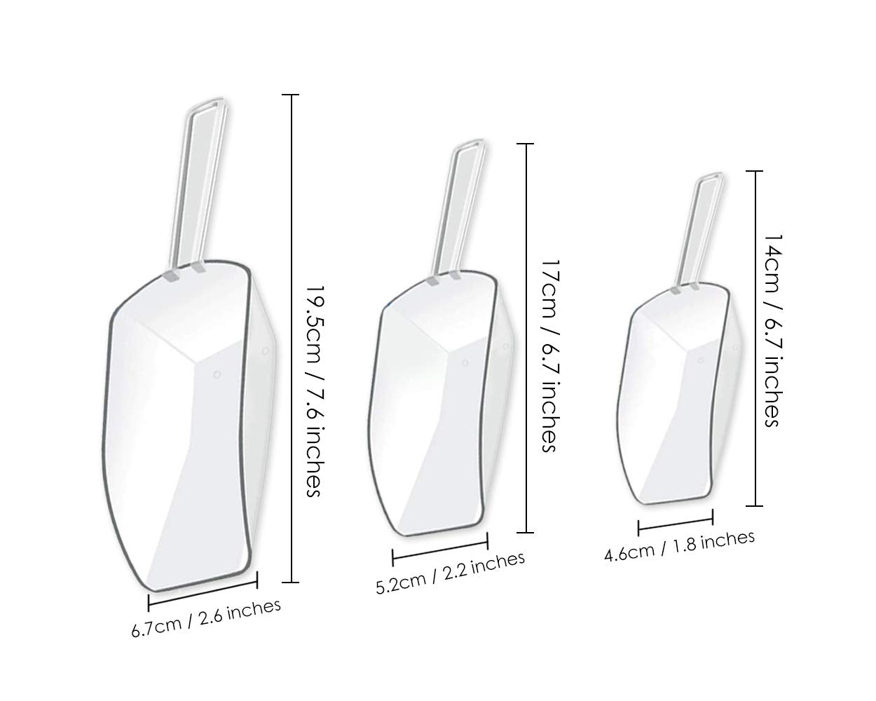 Ds. Distinctive Style Kitchen Scoops Set Of 6 Clear Plastic Scoops With 3 Different Sizes Clear Candy Scoops
