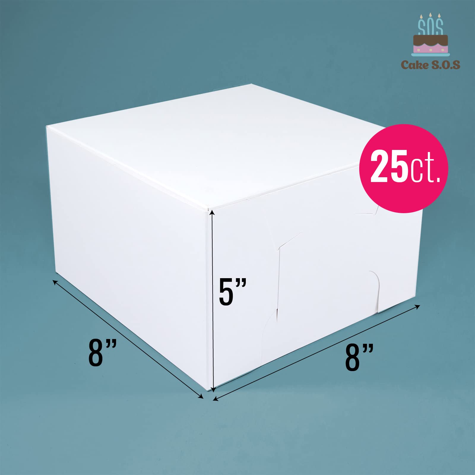 8X8X5 White Cake Box, Premium Bakery Boxes, One Piece, Perfect For Packaging And Selling Cakes, Donuts, Cookies, And Muffins, 25
