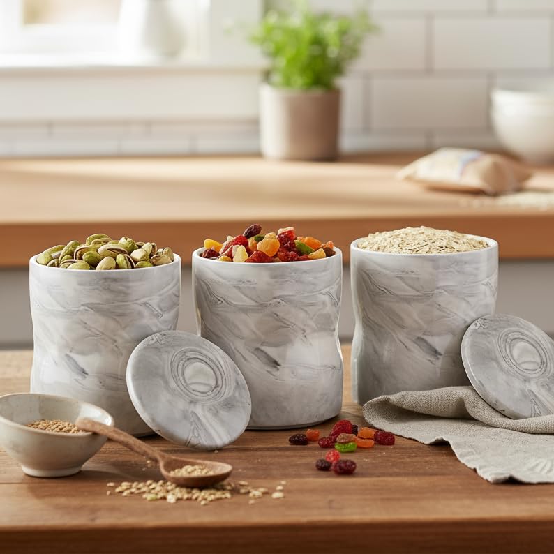 The Better Home Ceramic Jars For Kitchen Storage With Ceramic Lids,Airtight Kitchen Containers Set,Multipurpose Jars For Pickles