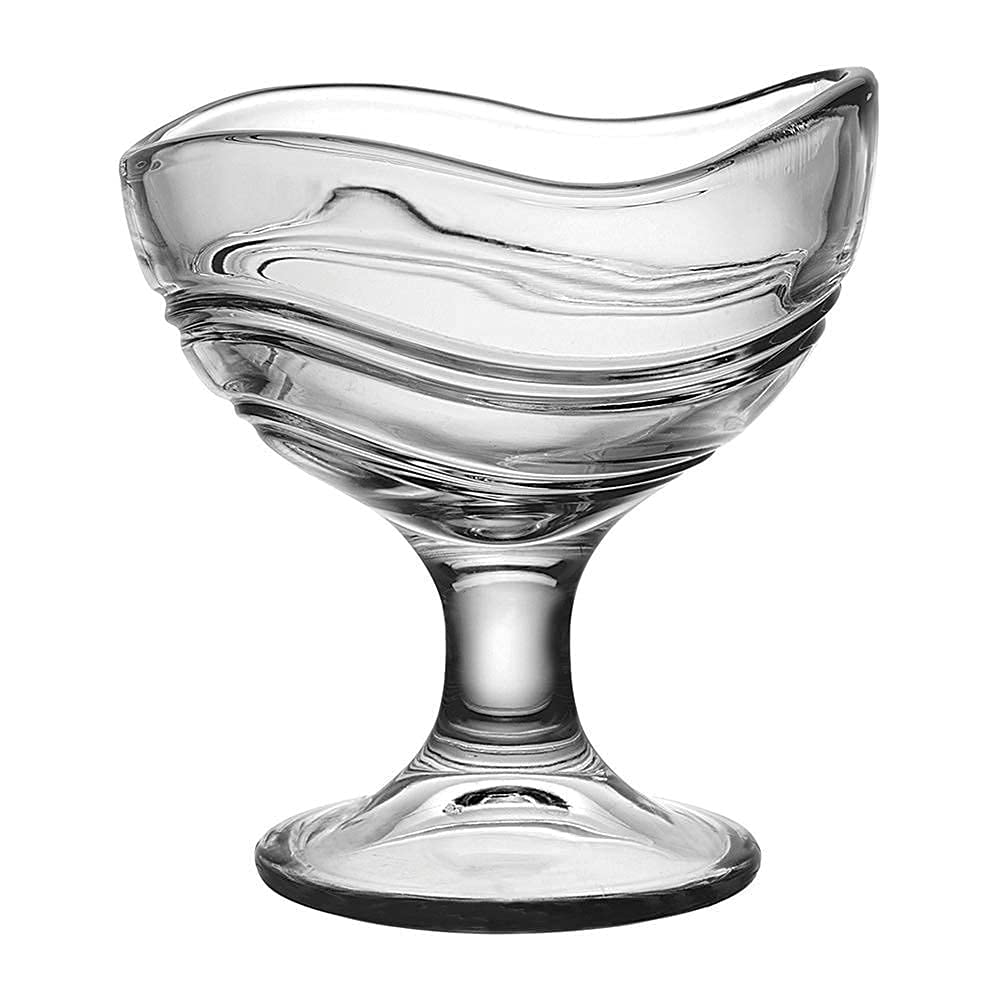 Binzo Glass Crystal Ice Cream Cup, Bowl | Set Of 6, 150 Ml | Perfect Size, Dessert Bowl, Footed Sweet Serving Dishes, Fruit Crea