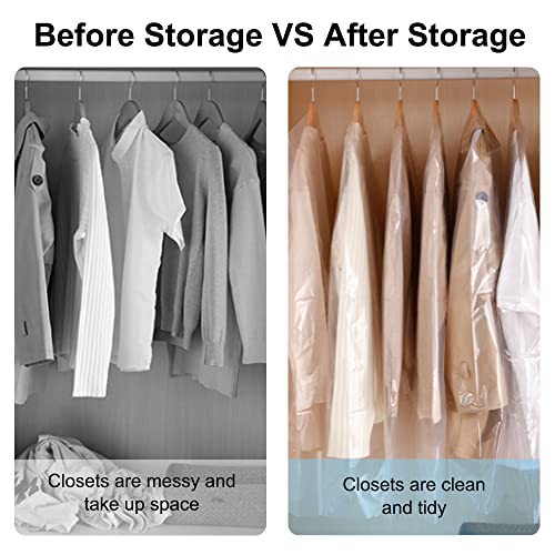 Beishida 60Pcs 35.5 Inch Plastic Garment Bag Dry Cleaner Bags Clear Plastic Bag Dry Cleaning Laundry Bags For Clothes Cover Hang