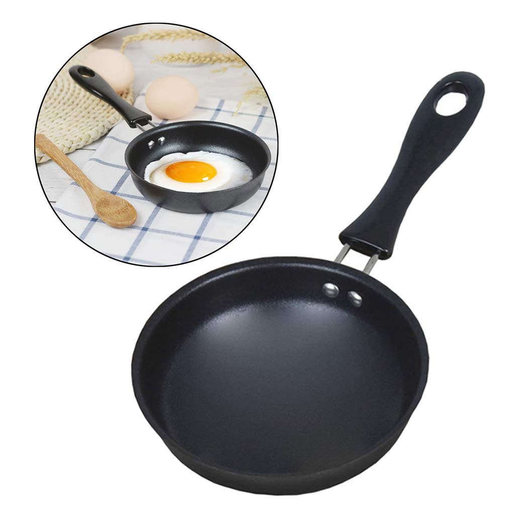Sun Terriory Cast Iron Mini Frying Pan - Non-Stick 4.7-Inch Black Egg Pancake Skillet