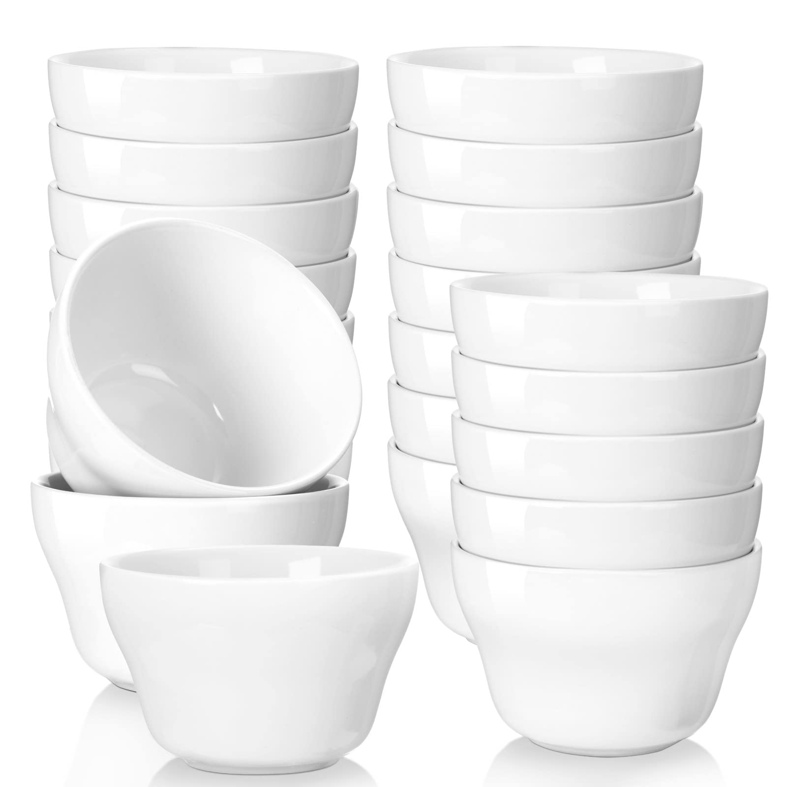 Patelai 12 Pcs 8 oz Porcelain Soup Cups Small White Dessert Bowls Broth Dip Cups for Ice Cream Dipping Sauce Bouillon Soups Side