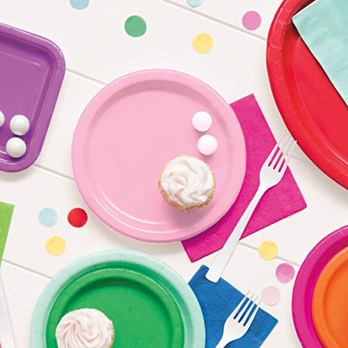 Lovely Pink Solid Round Dinner Plates - Vibrant 9'' (Pack Of 16) - Sturdy & Stylish - Perfect For Birthdays, Showers & Celebrati