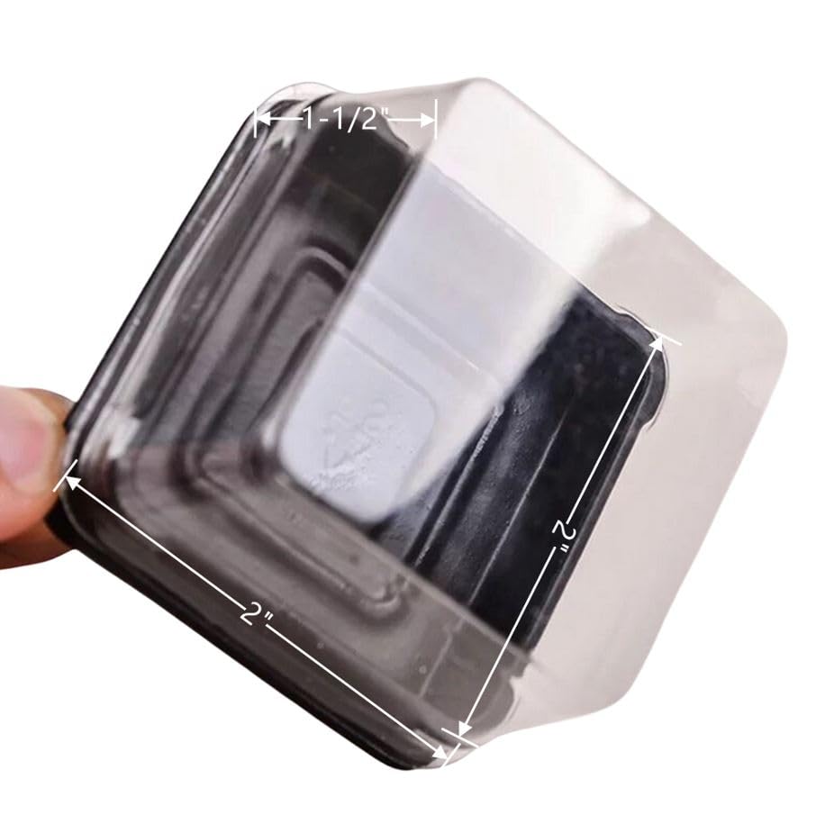 50 Pack Black Bottom Clear Cover Plastic Mini Cake Box - Muffin Box - Moon Cake Box - Mung Bean Cake Snow Mei Niang Box(Bottom 2