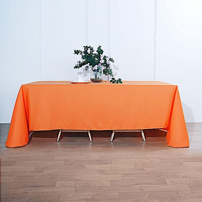 Balsacircle 90X132-Inch Orange Rectangle Polyester Tablecloth Table Cover Linens For Wedding Party Events Kitchen Dining