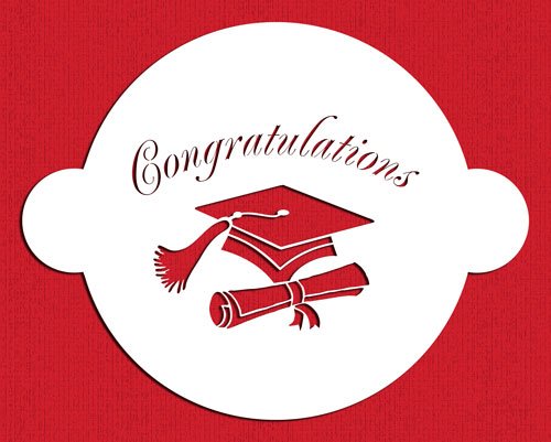 Designer Stencils Graduation Cake Stencil, Beige/Semi-Transparent