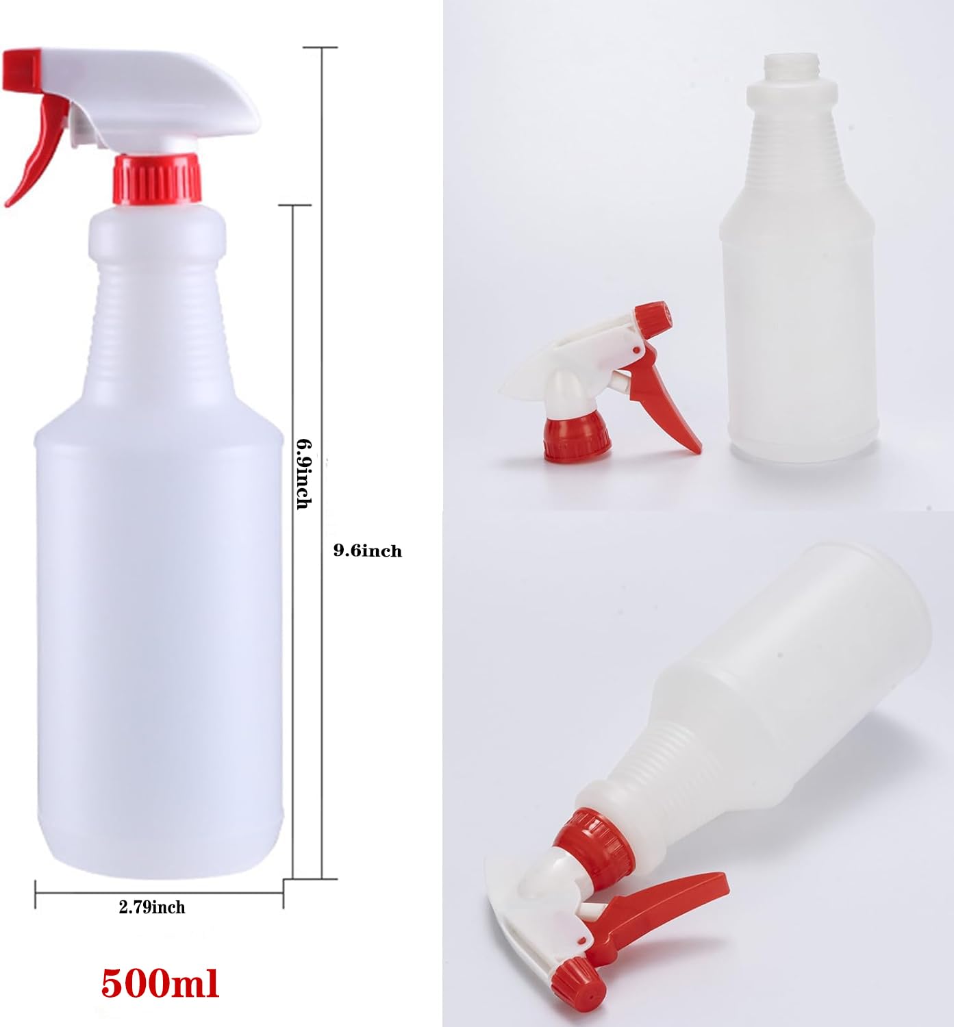 Looknniy 10 Packs 16Oz Empty Spray Bottles Plastic Heavy Duty Refillable Spray Bottles With Adjustable Nozzle And Measurements F