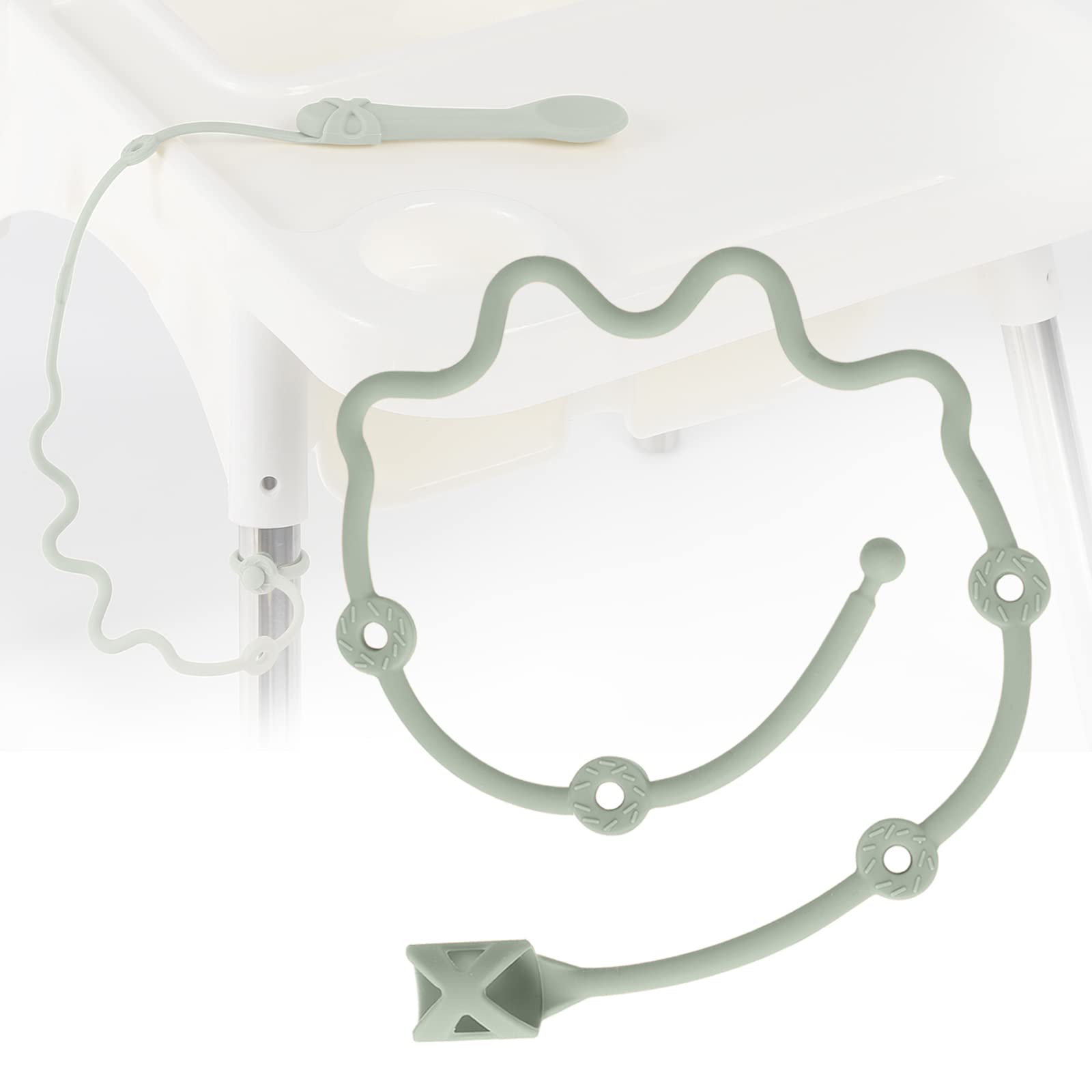 Baby Spoons Self Feeding 6 Month,Toddler Utensils Holder Strap Food Grade Silicone Keep Fork and Spoon Off The Floor Great for K