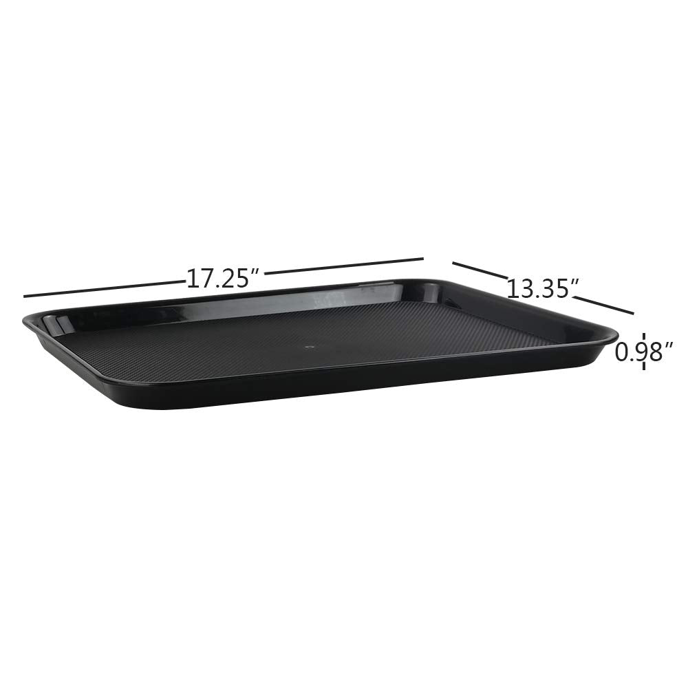 Teyyvn Black 4-Pack Plastic Fast Food Serving Tray, 17.25'' X 13.35''