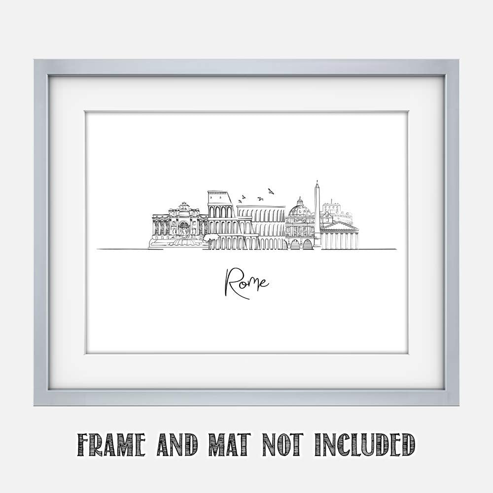Rome, Italy Capital City Skyline Landscape - Europe Travel Adventures & Bucket List Vacation Cityscape Wall Art Decor - Unframed