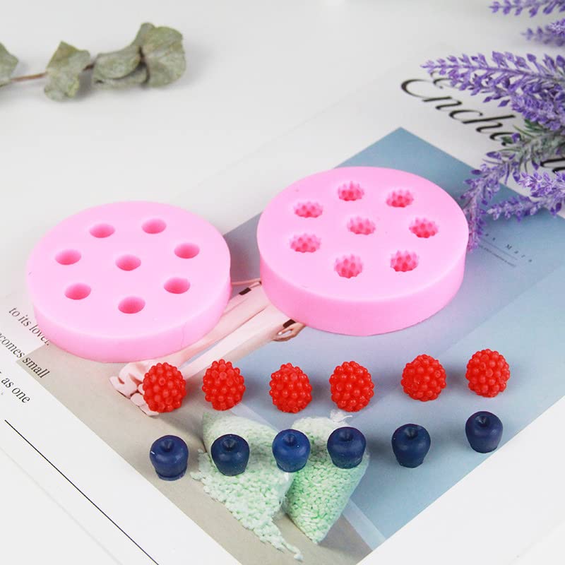 4Pcs Raspberry And Blueberry Fondant Molds Silicone Mulberry Molds For Diy Fondant Candy Making Chocolate Mold Desserts Ice Cube