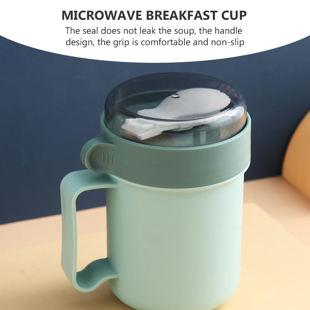 DOITOOL Microwavable Soup Mug with Lid, Portable Cereal Cup - Green, Polypropylene, Model TU25KHJ0215T18U3T5